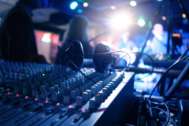 istock Headphones on the mixing console in nightclub 847846094
