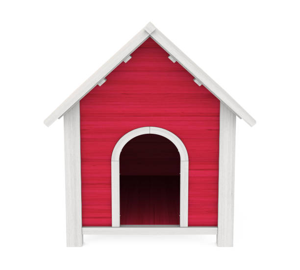 Doghouse Isolated Doghouse isolated on white background. 3D render kennel stock pictures, royalty-free photos & images