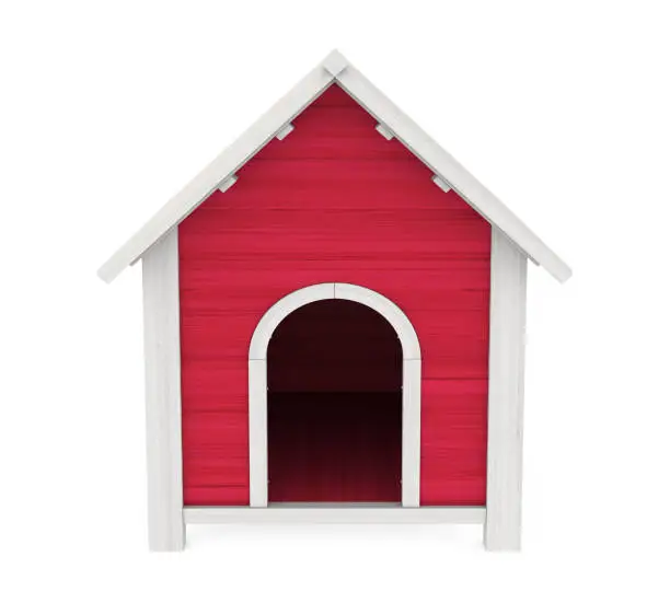 Doghouse isolated on white background. 3D render