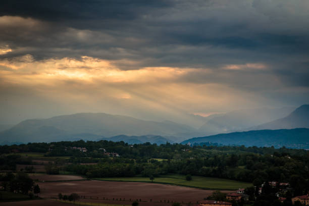 istock Evening storm over the medieval village 847850004