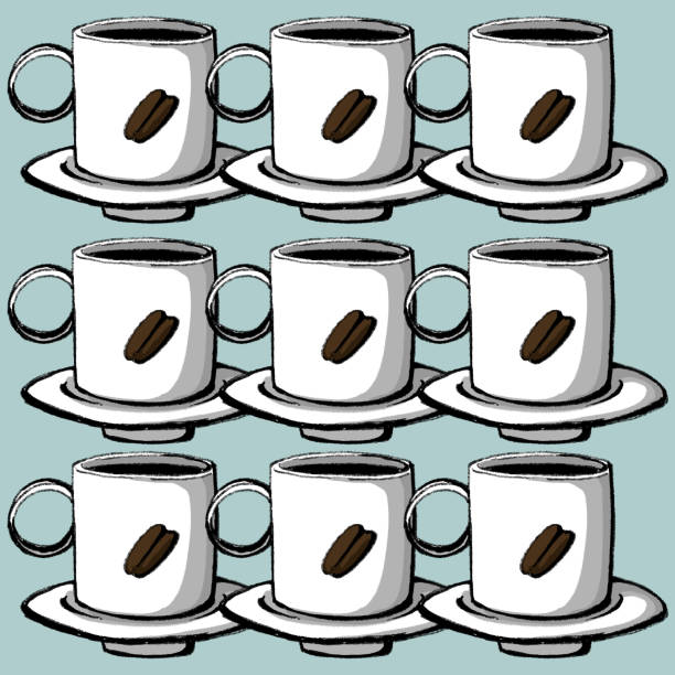 Espresso Tiles A repeating pattern of espresso cups. luxury coffee machine stock illustrations