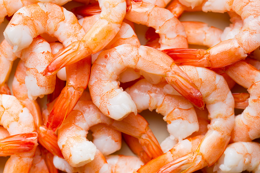 top view of tasty prawns