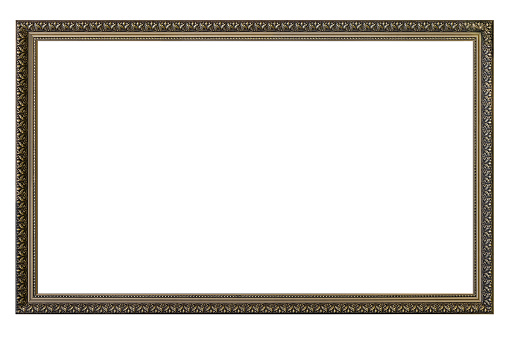 High quality details large empty picture frame isolated on white background