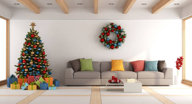 istock White living room with christmas tree 847868044