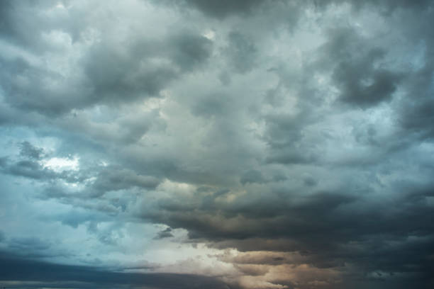 istock Dark sky with black clouds brings storm rain 847871516