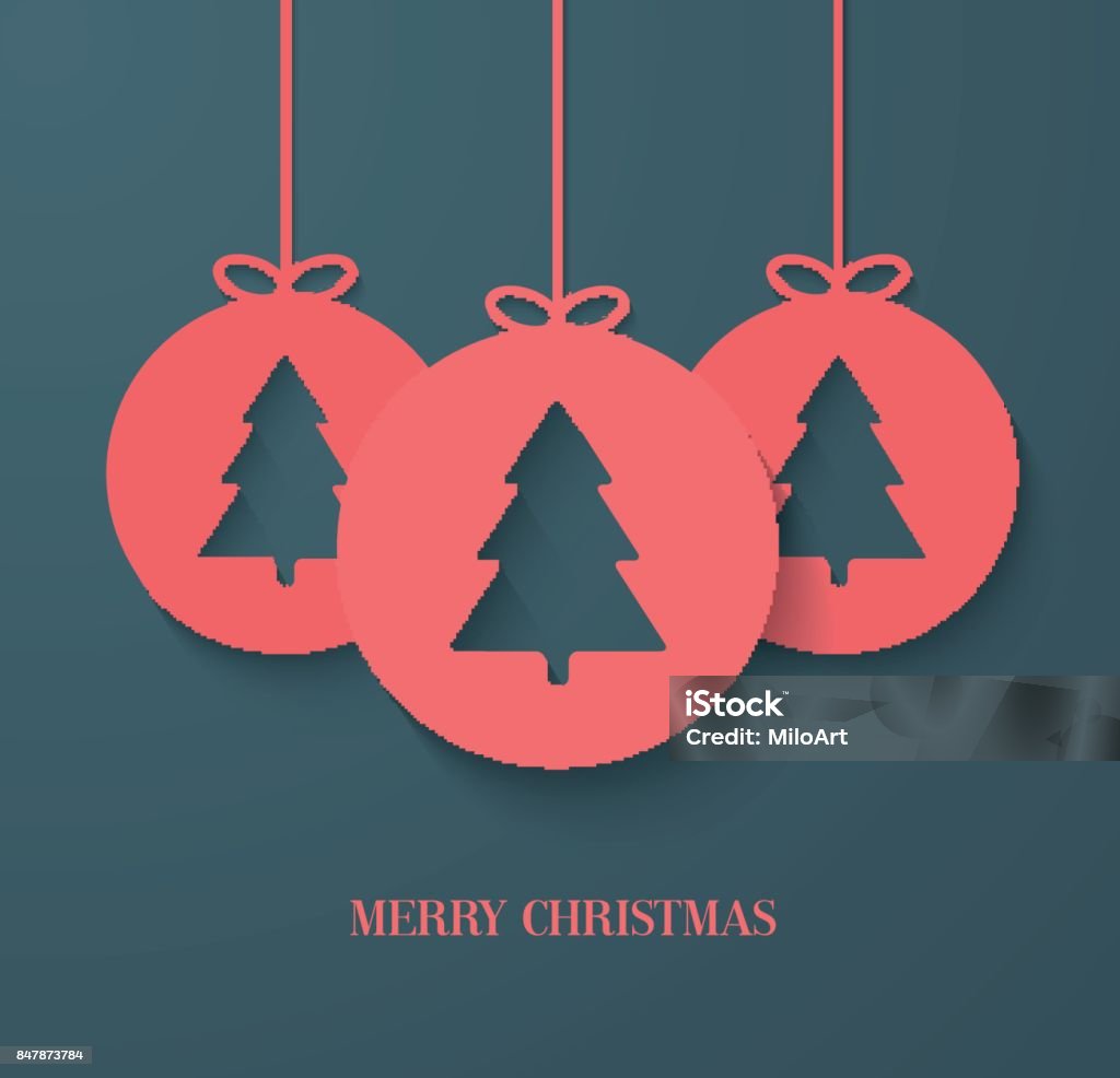 Cartolina di carta di Natale con giocattolo appeso. - arte vettoriale royalty-free di Cartolina di Natale