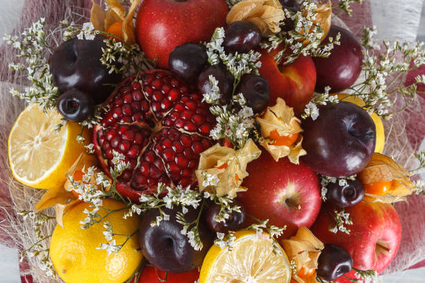 Close-up of an edible fruits bouquet