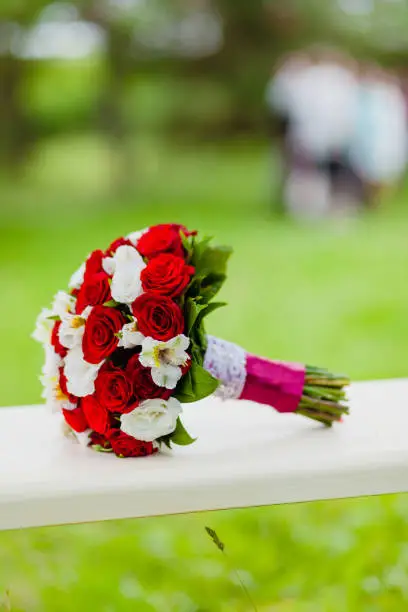 Photo of Bridal Bouquet Red and White Roses