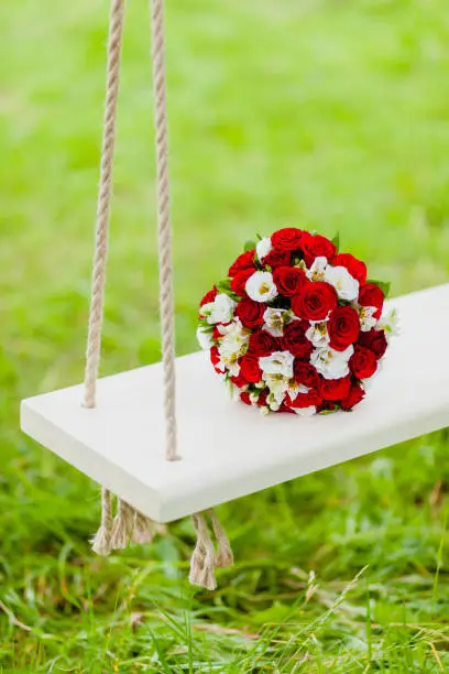 Photo of Bridal Bouquet Red and White Roses