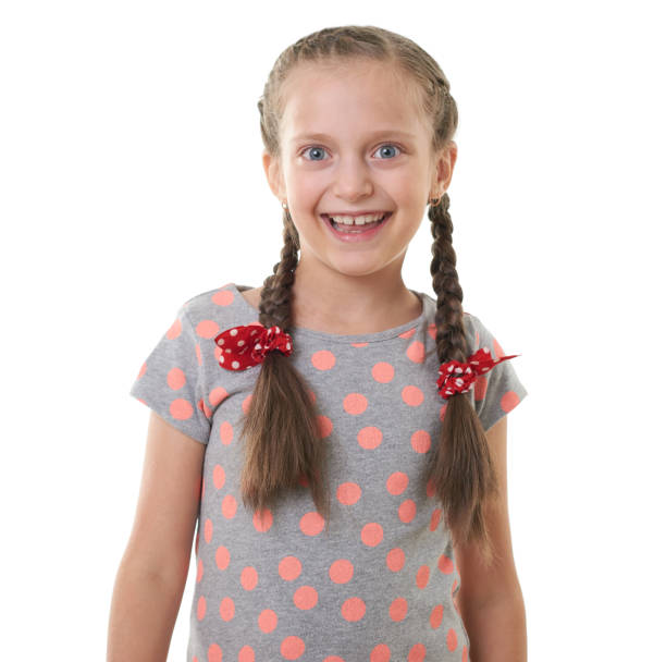 istock pretty little girl studio portrait, white background 847896944