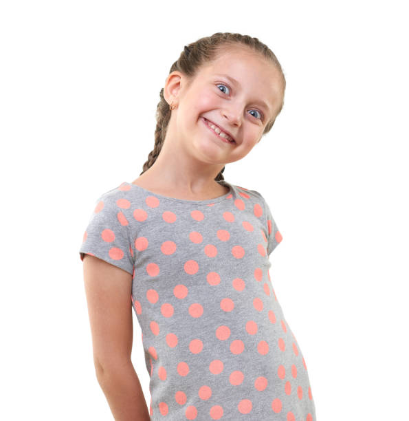 istock pretty little girl studio portrait, white background 847902090