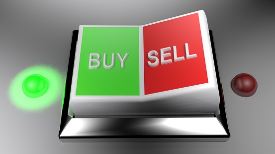 A switch gives two options: buy and sell. Buying is selected - 3D rendering