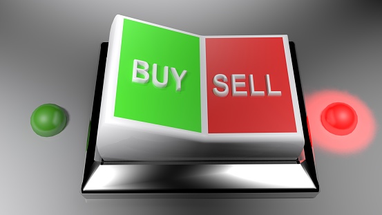 A switch gives two options: buy and sell. Selling is selected - 3D rendering
