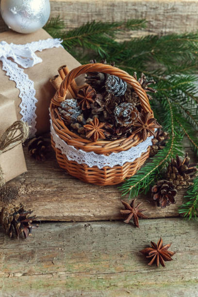 istock Christmas decorations on a wooden background 847944262