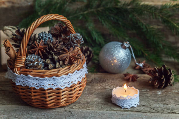 istock Christmas decorations on a wooden background 847952338