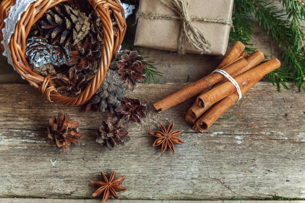 istock Christmas decorations on a wooden background 847952428