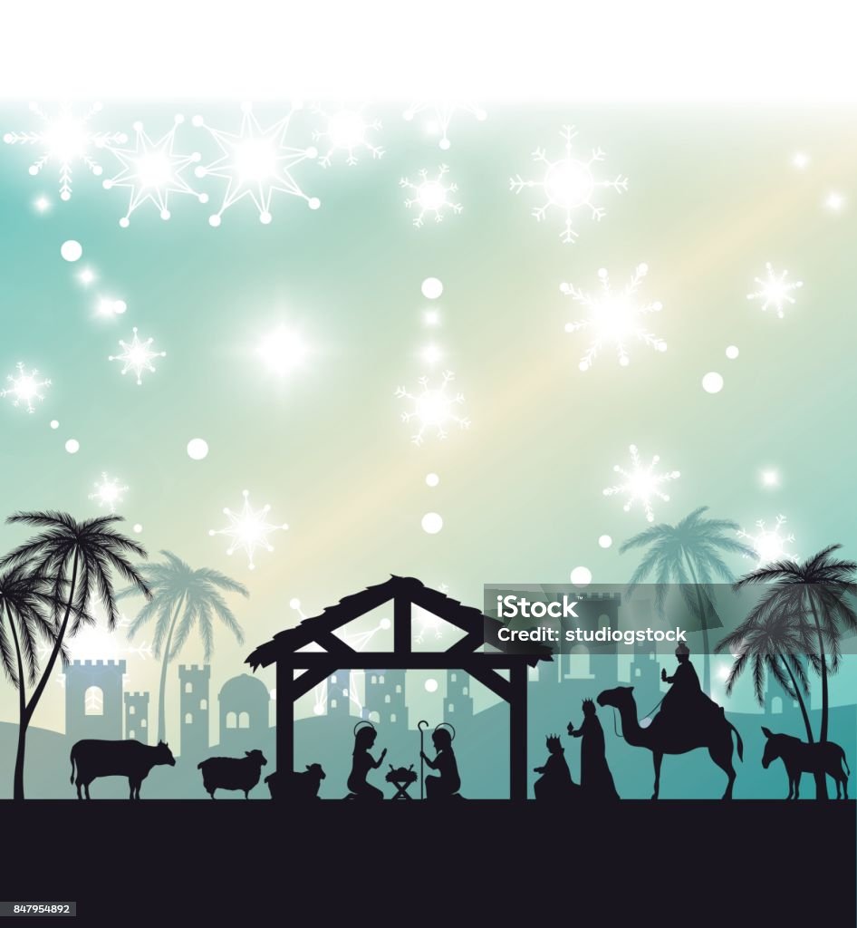 silhouette manger merry christmas design design silhouette manger merry christmas design design vector illustration eps 10 Nativity Scene stock vector