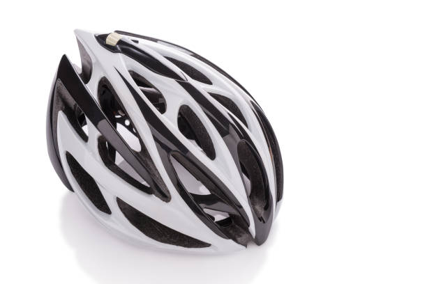 istock White and black cycling helmet isolated. 847958780