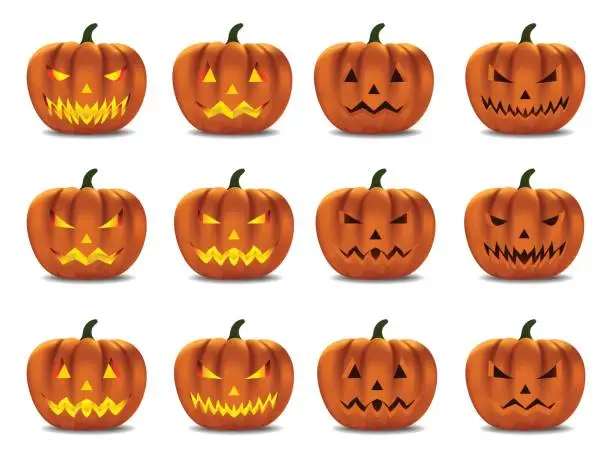 Vector illustration of Set pumpkins for Halloween