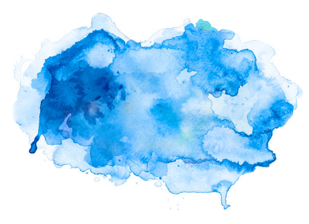 istock Abstract blue watercolor spot on white background 847976352