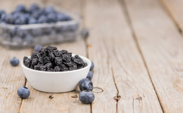 Dried Blueberries close-up shot, selective focus