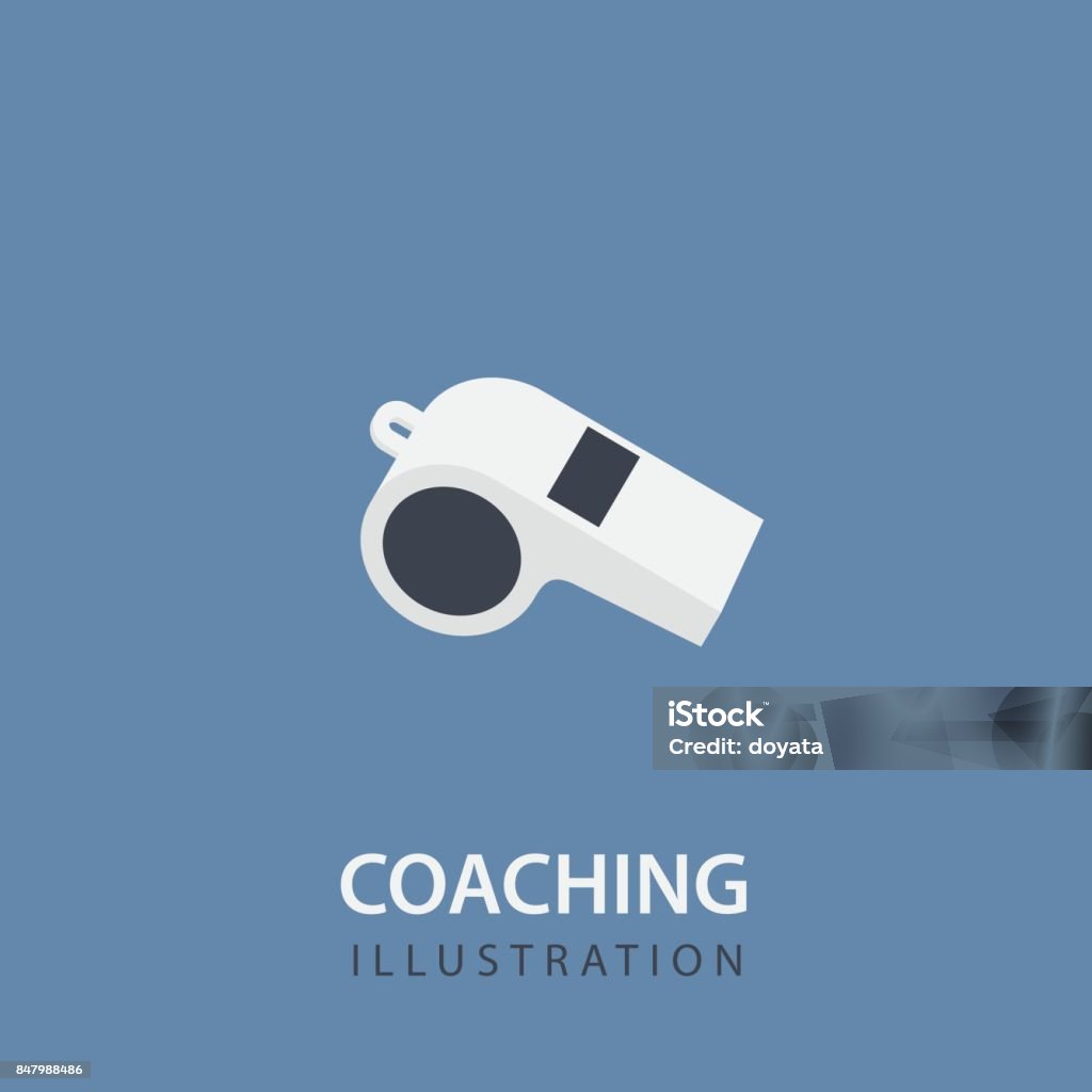 Flat White Whistle Isolated. Sport Coaching Concept Flat Design of Whistle Illustration Whistle stock vector