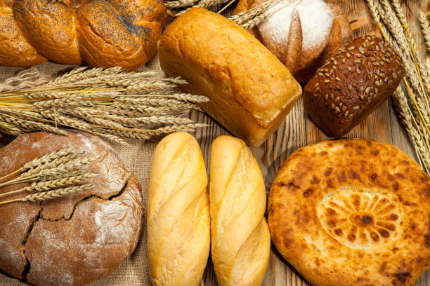 istock Bread assortment on background of the old canvas 847995654