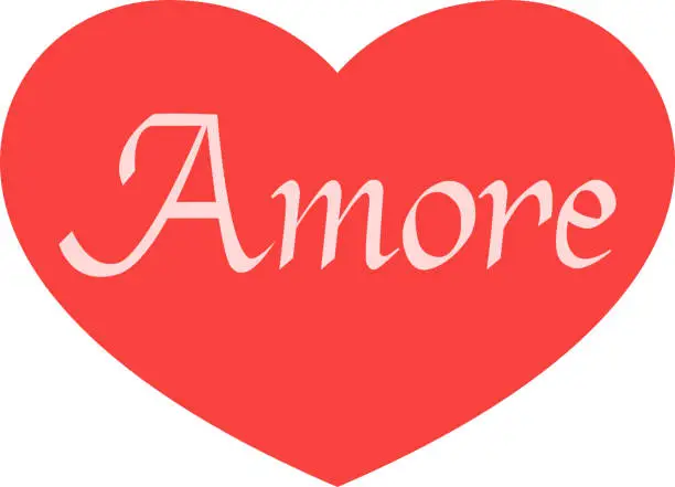 Vector illustration of Amore hand drawn phrase.