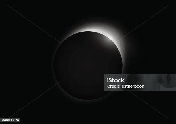 Ilustración de Eclipse Solar y más Vectores Libres de Derechos de Eclipse - Espacio - Eclipse - Espacio, Corona - Sol, Oscuro