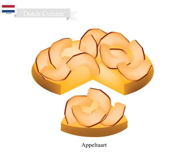 Vector illustration of Appeltaart or Apple Pie, A Famous Dish of Netherlands