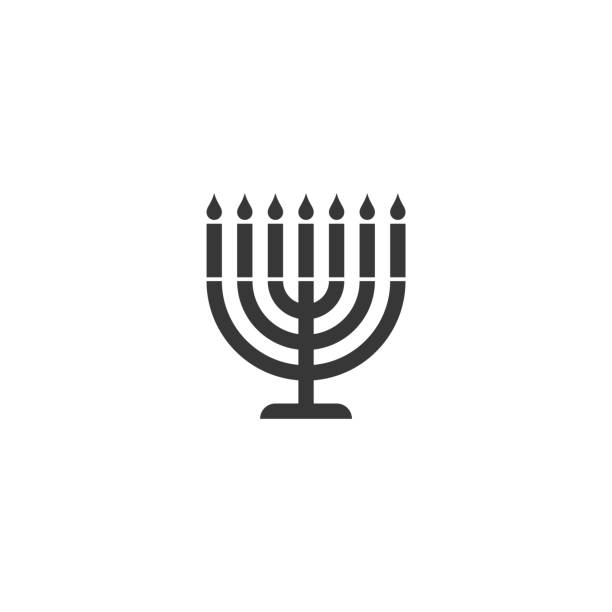 ilustrações, clipart, desenhos animados e ícones de ícone de silhueta menorá - hanukkah menorah judaism religion