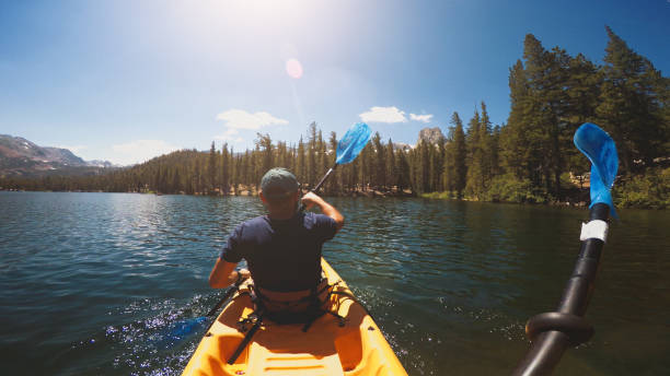 istock POV of two persons kayaking in a calm lake 848108292
