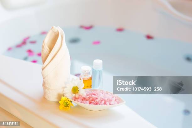 Soft And Select Focus Spa Massage Compress Balls Herbal Ball And Treatments Spa Decoration Natural Organic Products On A Bathtube Spa Thailand Stock Photo - Download Image Now