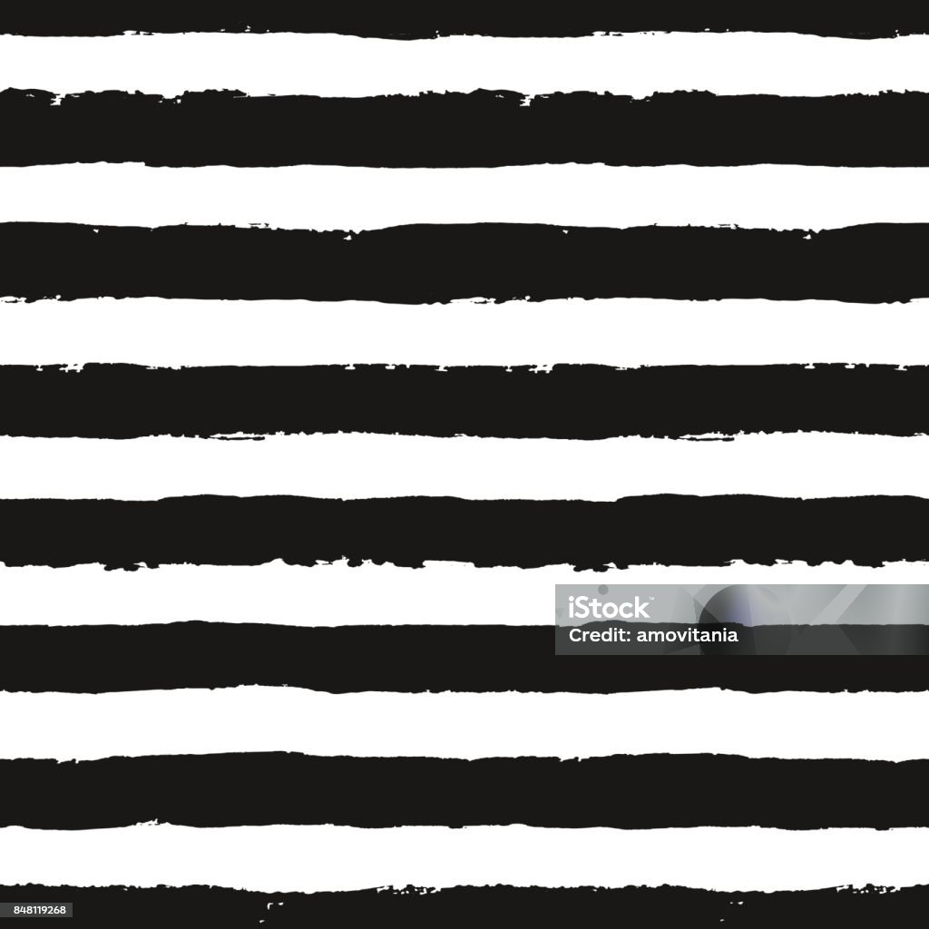 Stripes Pattern from Brush Strokes Stripes pattern. Seamless brush stroke rounds. Sketchy hand drawn graphic print. Grunge vector design. Black and white background. Grungy wallpaper, furniture fabric, fashionable textile. At The Edge Of stock vector