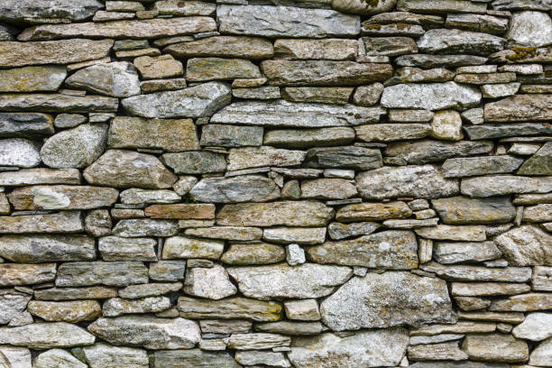 istock Background wall made of grey stone rocks 848123344