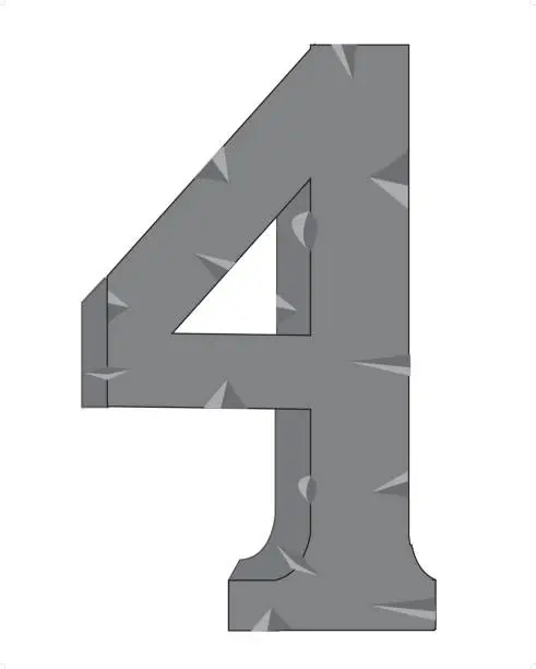 Vector illustration of Numeral four