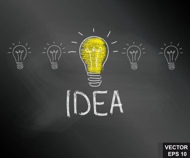 istock Light bulb. Drawing with chalk on the blackboard. Successful idea. For your design. 848131970