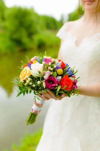 Photo of Bridal Bouquet Red and White Roses