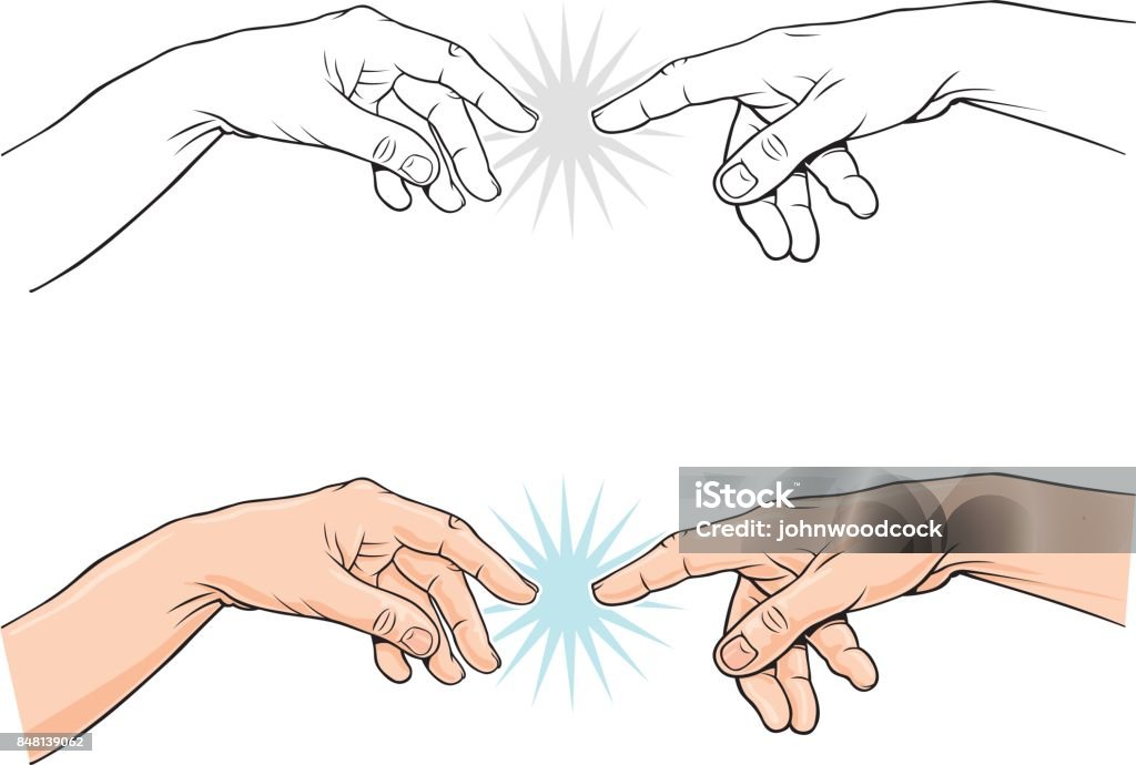 Pointing classical finger vector illustration Two fingers pointing in the style of a classical painting. Comes in mono and colour versions Hand stock vector