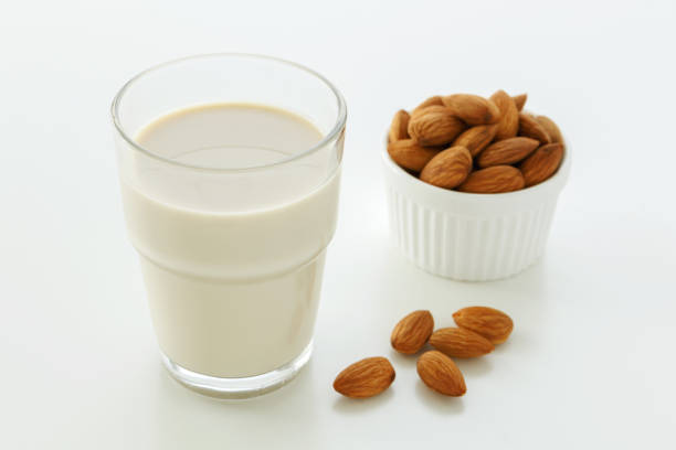 istock Almond milk in glass 848139528