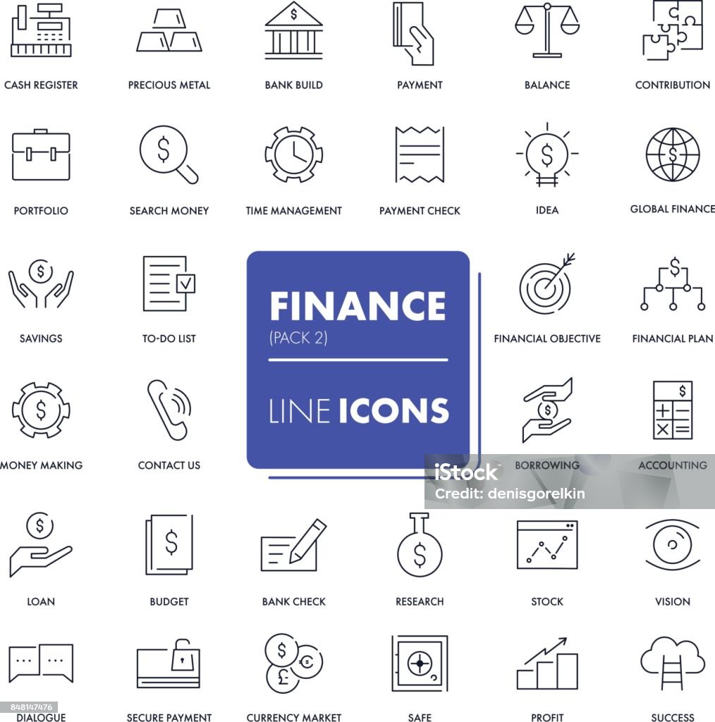 Line icons set. Finance Line icons set. Finance pack. Vector illustration. Icon Symbol stock vector