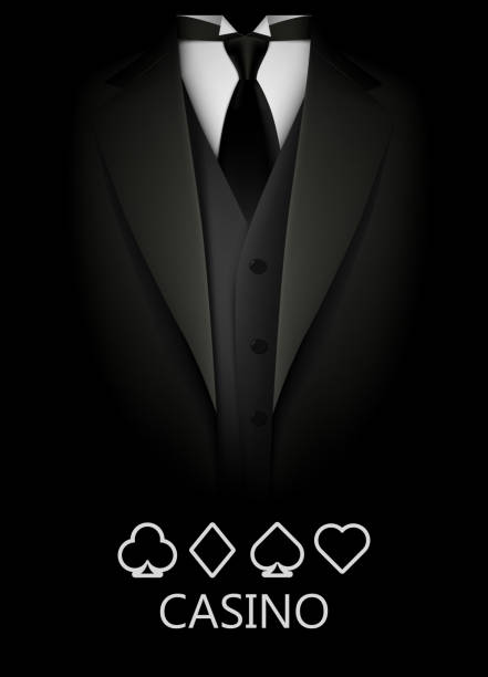 Tuxedo with suit of cards background. Casino concept. Elite poker club. Tuxedo with suit of cards background. Casino concept. Elite poker club. Clean vector illustration black tie events stock illustrations