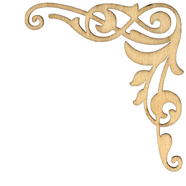 istock Wooden vintage baroque corner ornament, decorative design element, isolated on white background 848159726