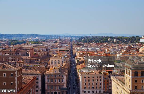 Panoramic View From Monument Of Vittorio Emanuele Stock Photo - Download Image Now - 2017, Aerial View, Ancient