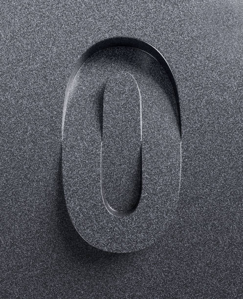 istock Slanted 3d font engraved and extruded from the surface letter O 848162814