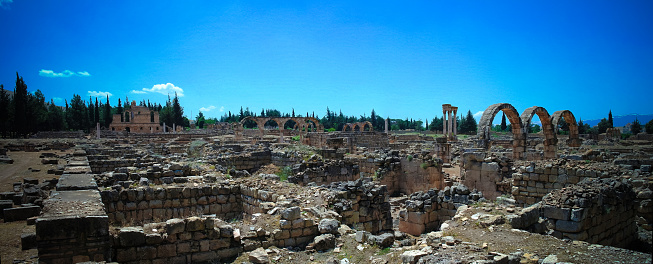 Ruins of ancient city Anjar in Bekaa valley, Lebanon