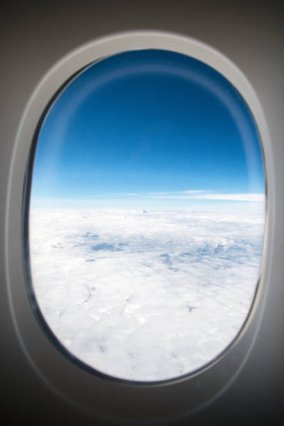 the pakistani karakorum mountains through airplane window, asia - mountain range earth sky airplane imagens e fotografias de stock