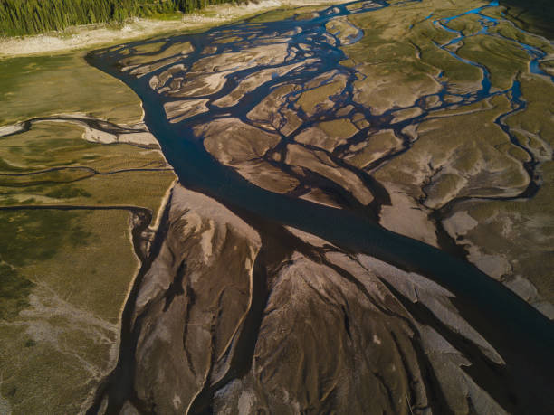 istock Aerial shot of river delta in valley 848170320