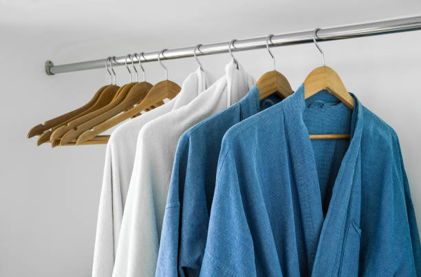 istock clothes line, hanger robe in cabinet. 848173258