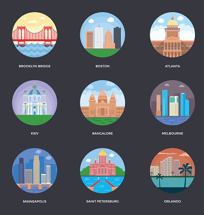 World Cities and Tourism Illustration Set 6
